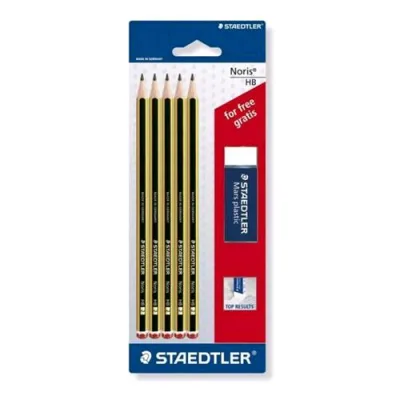 Staedtler Noris Set 5 Matite di Grafite HB + 1 Gomma