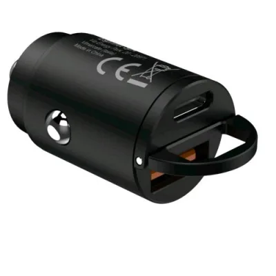 Celly Mini Caricabatterie da Auto USB-A + USB Car Charger Power Delivery 30 W Nero