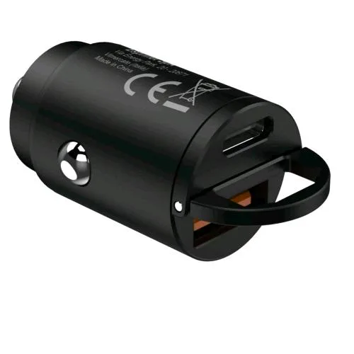 Celly Mini Caricabatterie da Auto USB-A + USB Car Charger Power Delivery 30 W Nero