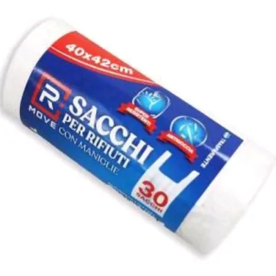 RMove Rotolo a Strappo da 30 Sacchi Rifiuti 40X42CM con Maniglie Trasparente