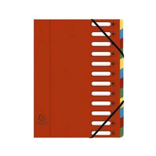 Exacompta Harmonika Classificatore 12 Scomparti Formato A4 32X24 cm in Cartoncino Lustre' Colore Rosso
