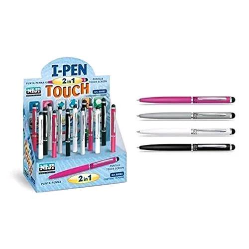 NIJI Espositore Mini Penne 2 in 1 Inchiostro Nero 4 Colori in Metallo Laccato Conf 15 Pz.