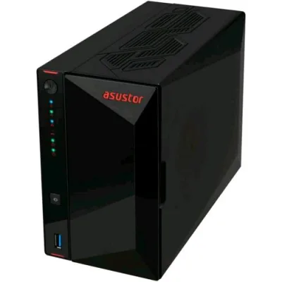 ASUStor AS5402T Nimbustor NAS 2 Bay HDD & SSD 2.5"/3.5" Intel Celeron N5105 2GHz RAM 4GB 2.933MHz Lan: 10,100,1000,2500 Mbit/S Nero