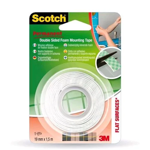 3M Scotch 331915B12 Nastro Biadesivo Bianco 19MMX1.5M