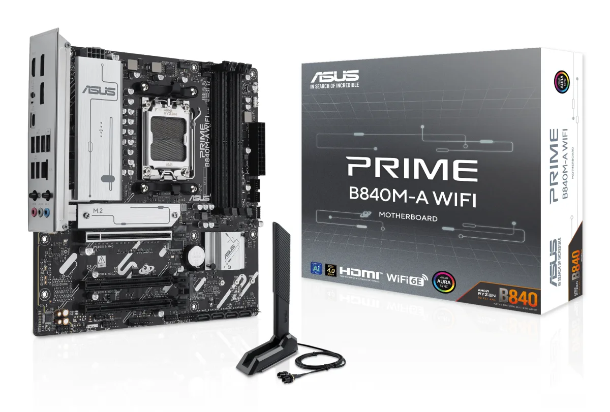 MB ASUS PRIME B840M-A WIFI AM5 4D5 4PCIE 4SATA 3M2 HD/2*DP MATX