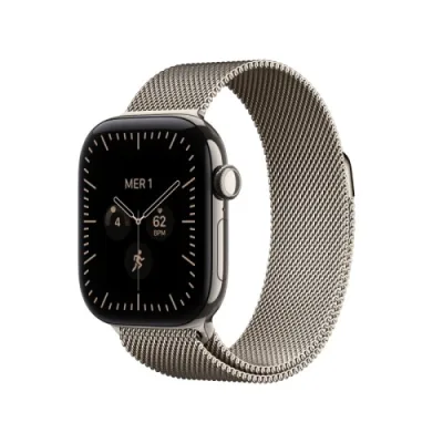Apple Watch Series 12 2026 GPS + Cellular 5G Cassa 42mm in Titanio Naturale con Loop in Maglia Milanese Naturale