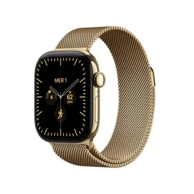 Apple Watch Series 12 2026 GPS + Cellular 5G Cassa 42mm in Titanio Oro Brillante con Loop in Maglia Milanese Oro Brillante