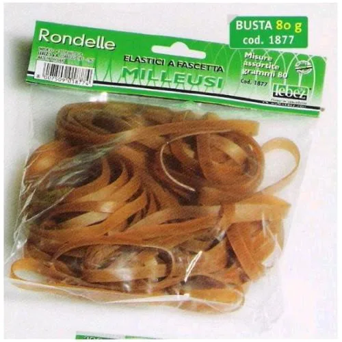 Lebez Elastici Fascetta in Caucciu' Diametro Assortiti Buste da 80 g Marrone Conf 14 Pz.