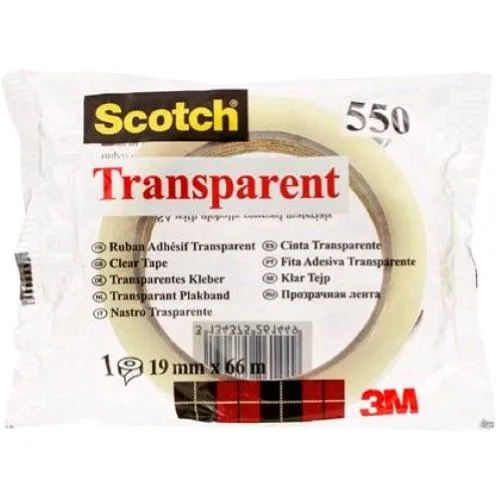3M Scotch 550 Nastro Adesivo Trasparente 19 mm x 66 m