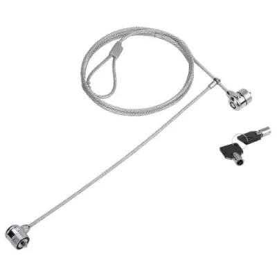 Conceptronic Cavo di Sicurezza per Notebook con Lucchetto a Doppia Testa con Chiave in Acciaio 4mm Lunghezza 1.5 m