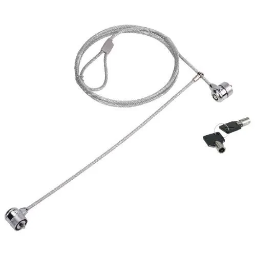 Conceptronic Cavo di Sicurezza per Notebook con Lucchetto a Doppia Testa con Chiave in Acciaio 4mm Lunghezza 1.5 m