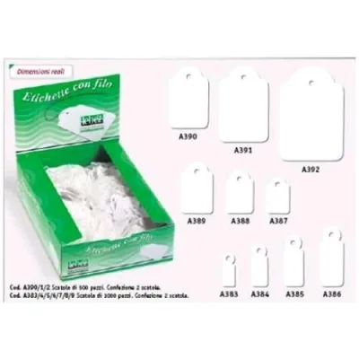 Lebez Etichette con Filo in Carta 28X43 mm Col. Bianco Conf 500 Pz.