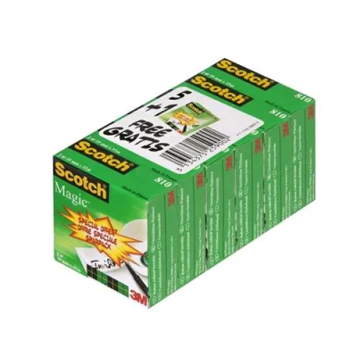 3M Scotch 810 Magic Nastro Adesivo 19MMX33M Conf. 5+1 Pz.
