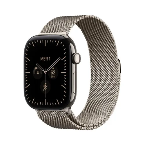Apple Watch Series 12 2026 GPS + Cellular 5G Cassa 46mm in Titanio Naturale con Loop in Maglia Milanese Naturale M/L
