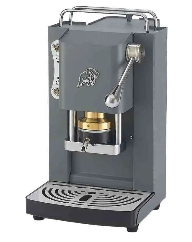 Faber Pro Essential 3.0 Macchina per Caffe' Espresso Manuale a Cialde Ese 44mm 500 W Tanica 1 l in Vetro Portacialda Estraibile e Pressacialda in Ottone Regolabile (Gray Daytona, Cromo)