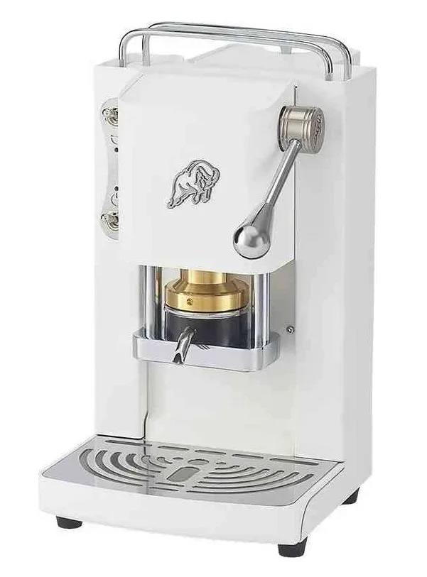 Faber Pro Essential 3.0 Macchina per Caffe' Espresso Manuale a Cialde Ese 44mm 500 W Tanica 1 l in Vetro Portacialda Estraibile e Pressacialda in Ottone Regolabile (White, Cromo)