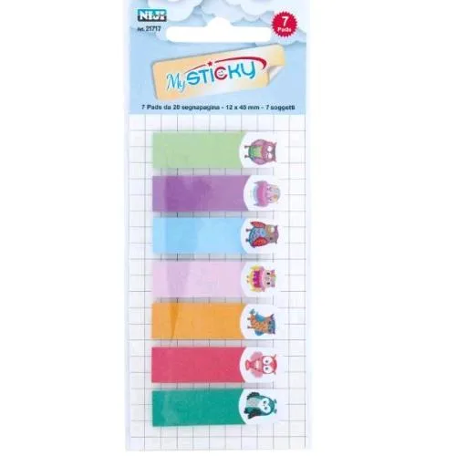 NIJI Segnapagina 7 Pad da 20 Segnapagina 12X45 mm Colori Assortiti Conf 24 Pz.