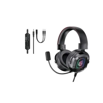 Conceptronic Cuffie con Microfono Gaming STERE0 Jack 3.5 mm Comandi Sul Cavo RGB Nero