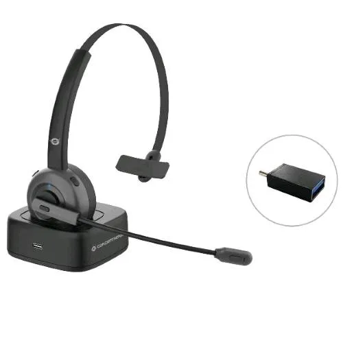 Conceptronic Cuffie con Microfono Wireless Bluetooth con Dock per Ricarica