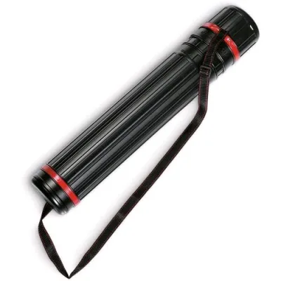 NIJI Tubo Portadisegno in Plastica Estendibile con Tracolla Diametro 10.5 cm Lunghezza 76/120 cm Nero