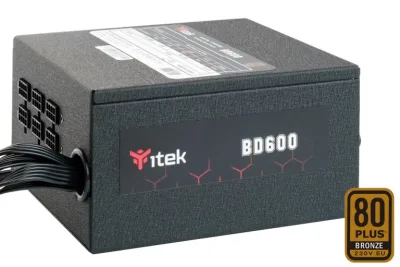 ITEK BD600 Alimentatore ATX 600W 230V Certificazione 80 Plus Bronze Raffreddamento Attivo