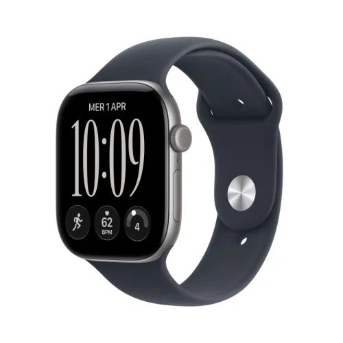 Apple Watch Series 12 2026 GPS Cassa 46mm in Alluminio Grigio Siderale con Cinturino Sport Blu Marino S/M