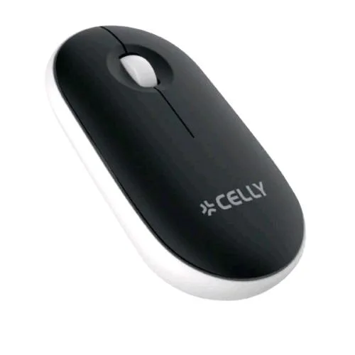 Celly Mouse Ergonomico Wireless Click Silenzioso Nero Bordi Bianchi