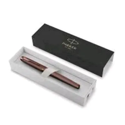 Parker Im Monochrome Burgundry Penna Roller Punta F Inchiostro Blu Marrone Confezione Regalo