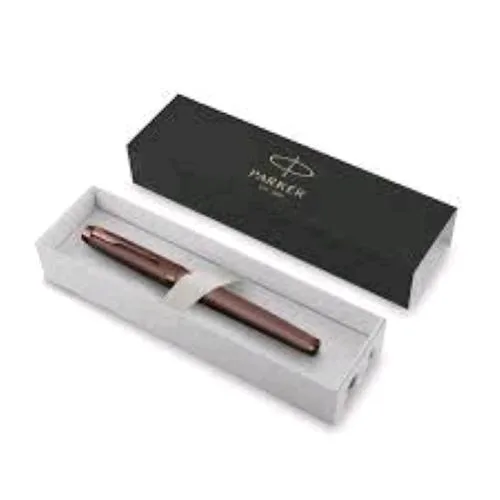 Parker Im Monochrome Burgundry Penna Roller Punta F Inchiostro Blu Marrone Confezione Regalo