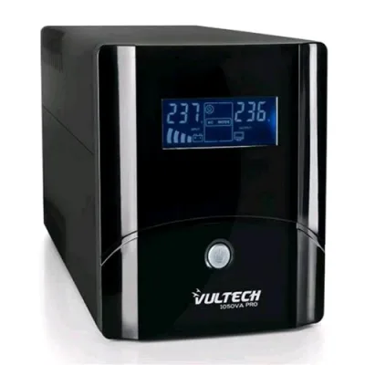 Vultech UPS1050VA-Pro Gruppo di Continuità Line Interactive UPS 560 Watt Display LCD Avr 2 Uscite Schuko/Bipasso 1 Uscita IEC13 RJ11 USB Nero