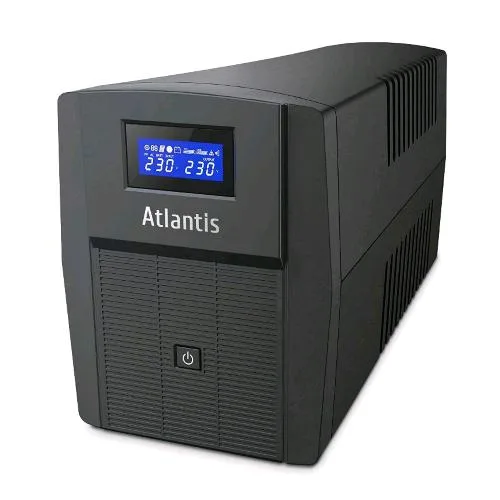 Atlantis Land Atlantis A03-HP2003 Gruppo di Continuità Onda Sinusoidale Pura 1500VA 900W Line Interactive Display LCD Porta USB-Hid 3 Uscite Iec + 2 Prese Schuko + Cavo Alimentazione Protezione RJ45 Black
