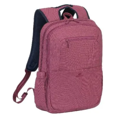 Rivacase Zaino per Notebook da 15.6" in Poliestere Impermeabile 2 Scomparti Tasca Frontale Rosso