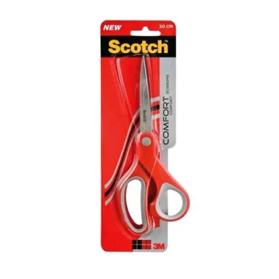 3M Scotch Forbice Confort Lama in Acciaio 20 cm Impugnatura Comfort Colore Rosso Grogio