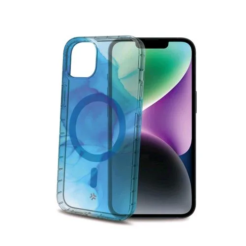 Celly Apple iPHONE 15 Cover in Tpu + Policarbonato Compatibile con Magsafe Blu Trasparente
