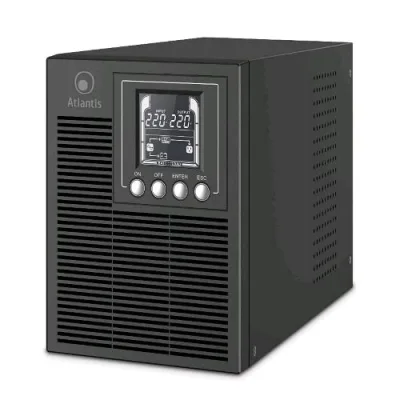 Atlantis Land Atlantis A03-OP1002 UPS Online Gruppo di Continuità Server Doppia Conversione Onda Sinusoidale Pura 1000VA 900W Tower Display LCD USB Seriale RS-232 4 Uscite Iec Porta Epo Slot Snmp Black
