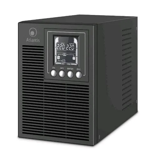 Atlantis Land Atlantis A03-OP1002 UPS Online Gruppo di Continuità Server Doppia Conversione Onda Sinusoidale Pura 1000VA 900W Tower Display LCD USB Seriale RS-232 4 Uscite Iec Porta Epo Slot Snmp Black