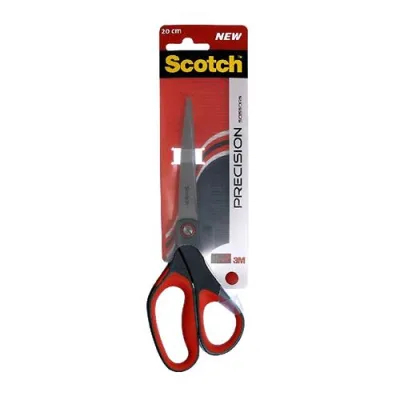 3M Scotch Forbice Precision con Lame in Acciaio 20 cm Impugnatura Comfort Colore Grigio Rosso
