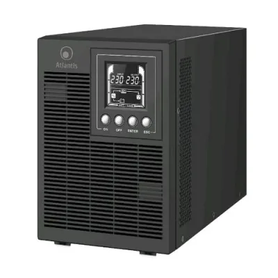 Atlantis Land Atlantis A03-OP1502P Pro UPS Online Gruppo di Continuita Server Doppia Conversione Onda Sinusoidale Pura 1500VA 1350W Tower Display LCD USB Seriale RS-232 4 Uscite Iec Slot Snmp 3X12V-9AH Black