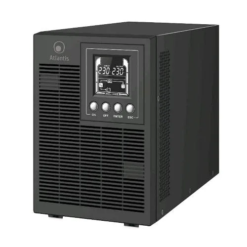 Atlantis Land Atlantis A03-OP1502P Pro UPS Online Gruppo di Continuita Server Doppia Conversione Onda Sinusoidale Pura 1500VA 1350W Tower Display LCD USB Seriale RS-232 4 Uscite Iec Slot Snmp 3X12V-9AH Black