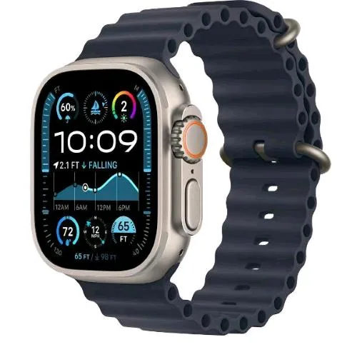 Apple Watch Ultra 2 GPS + Cellular 4G 49mm Cassa in Titanio Natural Titanium Cinturino Ocean Blu Navy