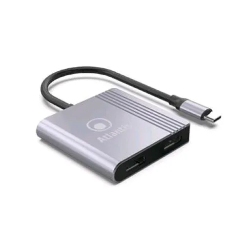 Atlantis Land Atlantis A04-TC_2HDMI+ Adattatore da USB Type-C a Dual HDMI Full HD 60Hz -Cavo 18cm Grigio