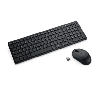 Dell Silent KM555 Kit Tastiera Wireless + RF Layout Italiano + Mouse Ottico 3 Tasti 4020 DPI Ultra Silenziosi Nero