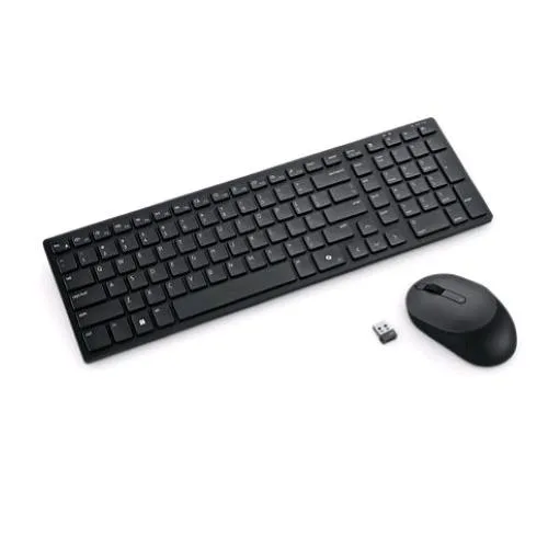 Dell Silent KM555 Kit Tastiera Wireless + RF Layout Italiano + Mouse Ottico 3 Tasti 4020 DPI Ultra Silenziosi Nero