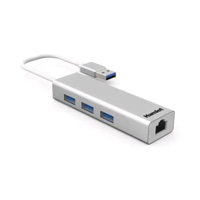 Hamlet XHUB330LAN Hub USB 3.0 + LAN 3 x Superspeed USB 3.0 + 1 x 1000 Base-T - Desktop