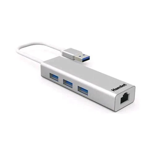 Hamlet XHUB330LAN Hub USB 3.0 + LAN 3 x Superspeed USB 3.0 + 1 x 1000 Base-T - Desktop