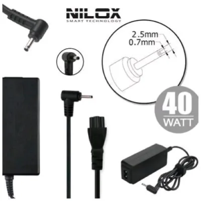 Nilox Alimentatore per Notebook Asus 40W19V 2.1A Connettore 2.5mm x 0.7mm Nero