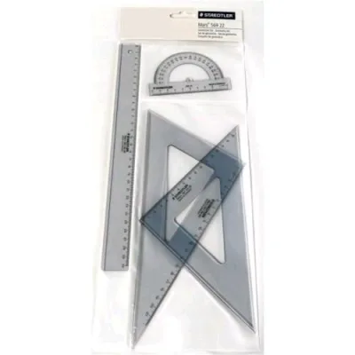 Staedtler Set Geometria Riga 30 cm + 2 Squadre 45° e 60° da 16 e 22 cm + Goniometro 180°