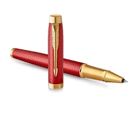 Parker Im Premium Red GT Penna Roller Punta F Finiture in Oro Inchiostro Nero