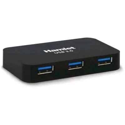 Hamlet XHUB430BKPW Hub 4 Porte USB 3.0 con Alimentatore Esterno 10W