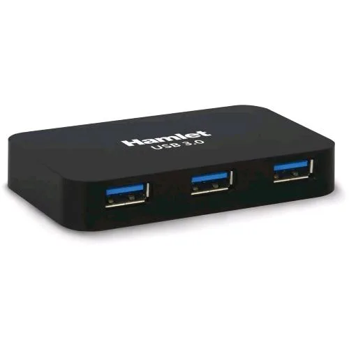 Hamlet XHUB430BKPW Hub 4 Porte USB 3.0 con Alimentatore Esterno 10W